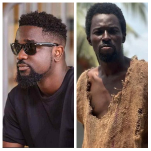 Ghanaian rapper Sarkodie (L) questions the arrest of Ebo Noah
